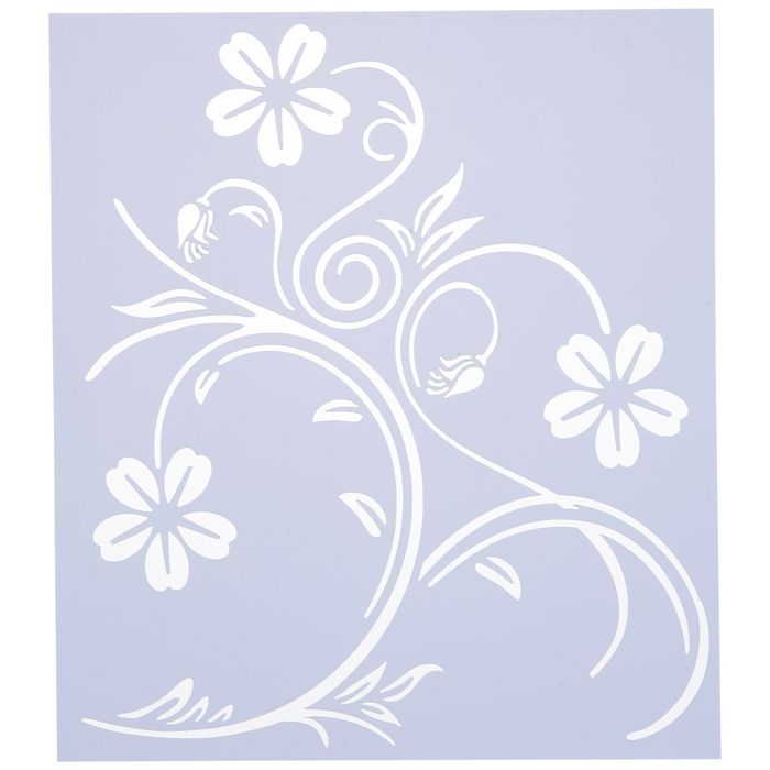 a white flower design on a light blue background