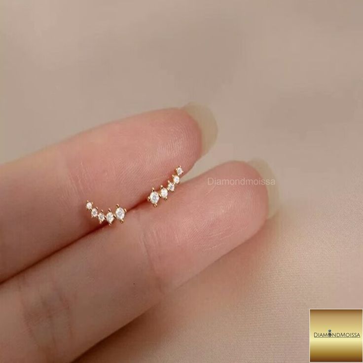 14K Solid Yellow Gold Mini Moissanite Ear Stud For Women Anniversary Gift, Moissanite Stud Earring For Teenagers, Daily Piercing Jewelry.    *  Dimension: 8x3 mm Approx. * Gemstone: Moissanite. * Moissanite Color: D Color. * Moissanite Clarity: VVS1 Clarity. * Moissanite Cut Grade: Excellent. * Gross Weight: 0.900 Grams Approx. * Setting Metal: 10K, 14K, 18K White Gold/ Yellow Gold/ Rose Gold * Cut: Excellent Cut, Round Moissanite 🖤 *  Color: D color 🖤  * Clarity: VVS1 clarity or better  Can b Sparkling 14k Gold Fine Jewelry Earrings, Gold Cubic Zirconia Ear Climbers With Prong Setting, 14k Gold Ear Climbers For Anniversary With Prong Setting, 14k Gold Sparkling Earrings For Anniversary, Yellow Gold Ear Climbers With Diamond Accents For Anniversary, Sparkling 14k Gold Earrings For Anniversary, Sparkling 14k Gold Earrings For Formal Occasions, Sparkling 14k Gold Earrings For Formal Events, Gold Fine Jewelry Ear Climbers For Wedding