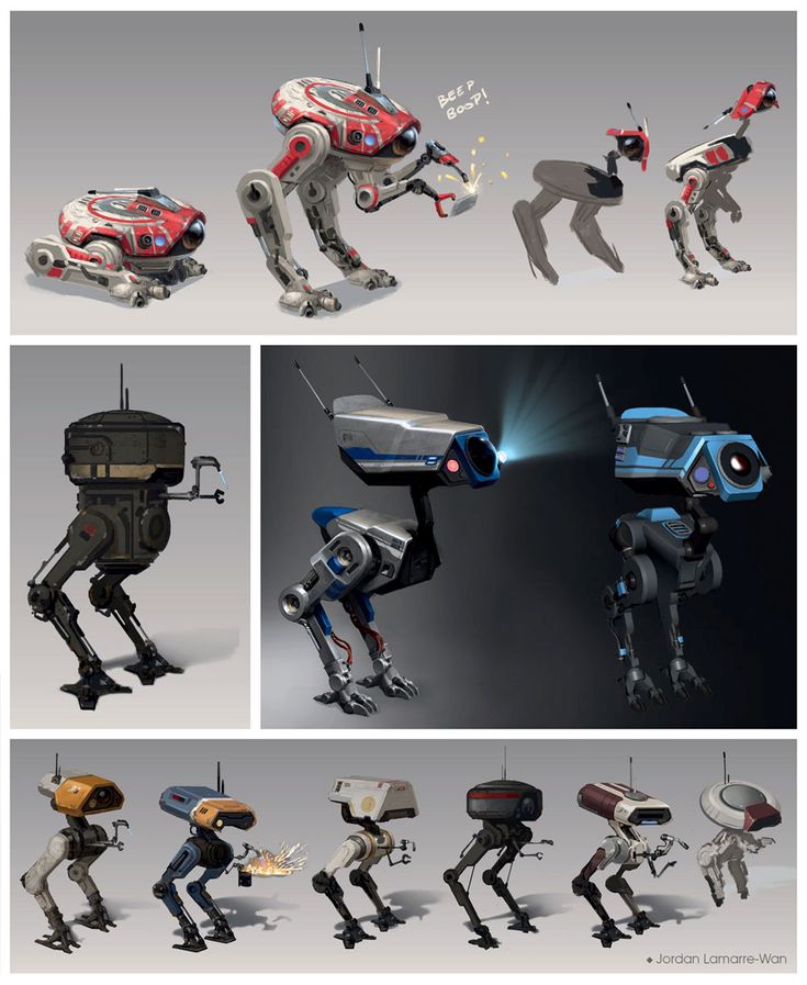 several different images of robots in various poses