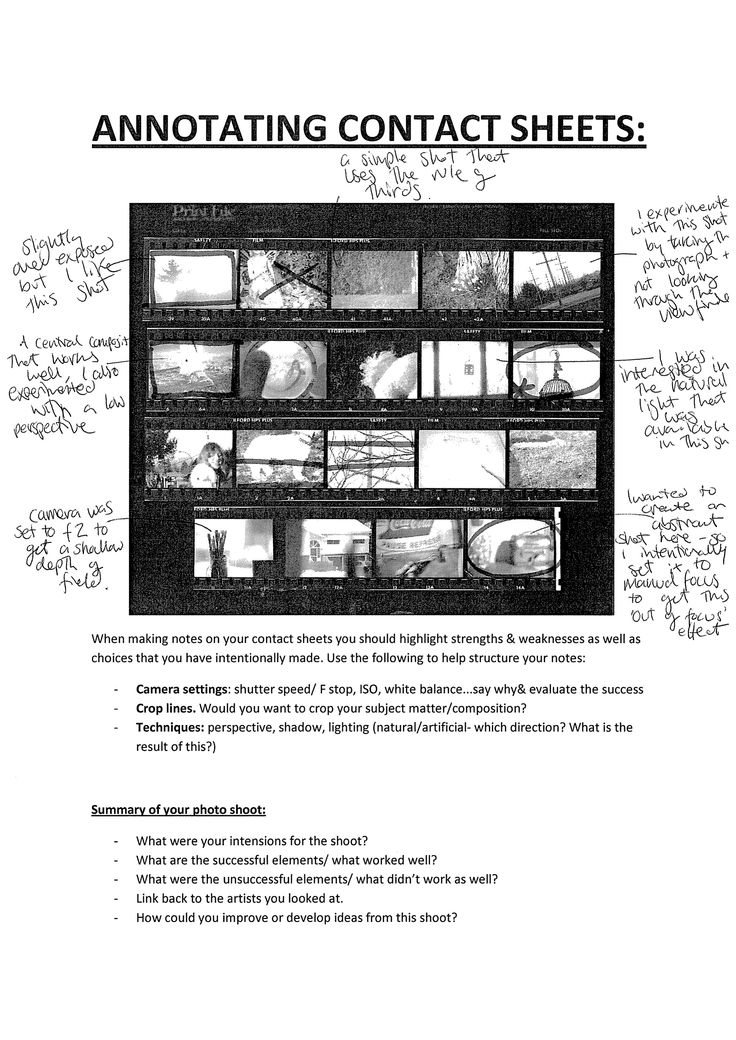 an advertisement with writing on it that says annotating contact sheets