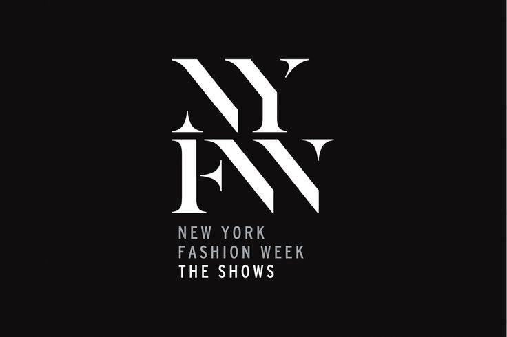 the new york fashion week logo is shown on a black shirt with white letters and an image of a man in a suit