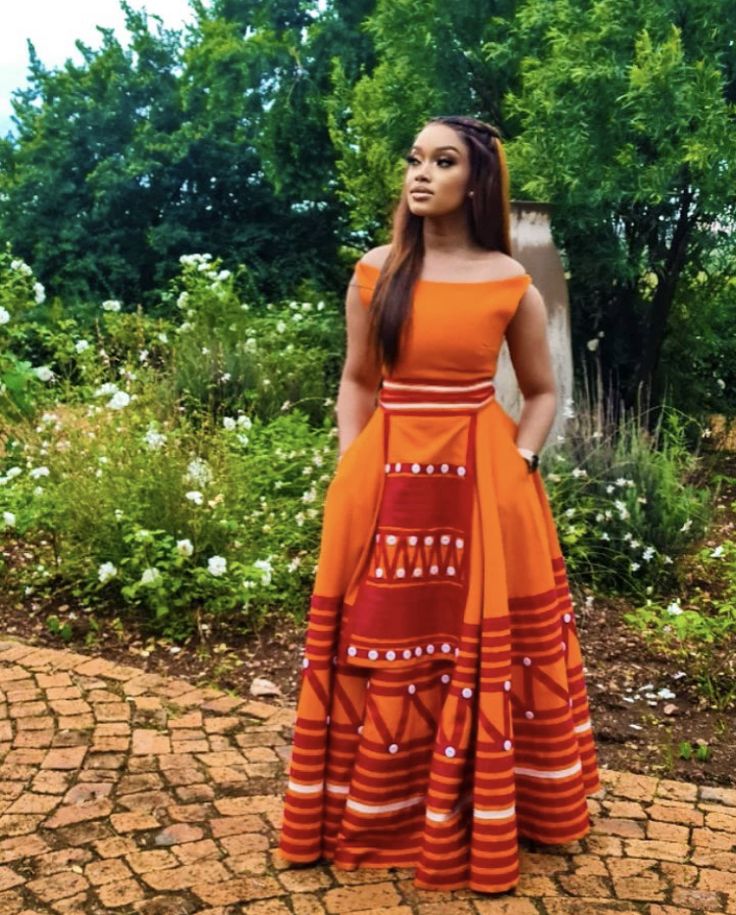 Xhosa Lobola Attire, Orange Xhosa Traditional Dresses, Umbaco Xhosa Dresses Modern, Modern Traditional Wedding Dress African, Traditional Xhosa Wedding Attire, Traditional Dresses Modern South African Traditional Dresses, Orange Shweshwe Dresses, Modern Xhosa Attire For Ladies, Xhosa Traditional Outfits