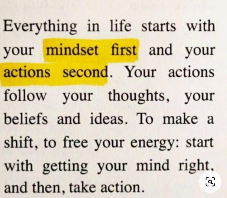 a piece of paper that has some type of text on it with the words'everything in life starts with your minds first and your actions second