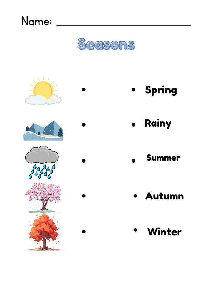 Seasons 4 Seasons Worksheet, Air Pollution Poster, Grade R Worksheets, Seasons Name, Kindergarten Homework, Seasons Worksheets, Worksheet Kindergarten, Matching Worksheets, Seasons Activities