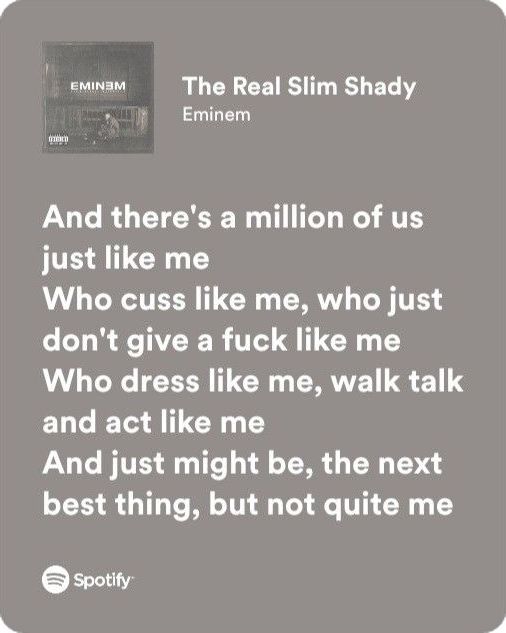 the real slim shady quote on grey background