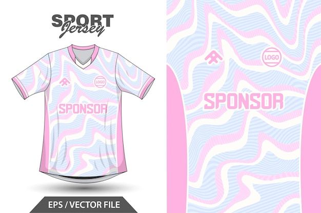 a pink and white soccer jersey with the word sponsor on it, next to an image of