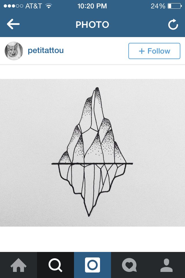 an instagram page on the iphone shows a drawing of mountains