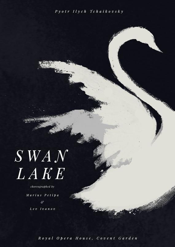 swan lake is featured in this poster