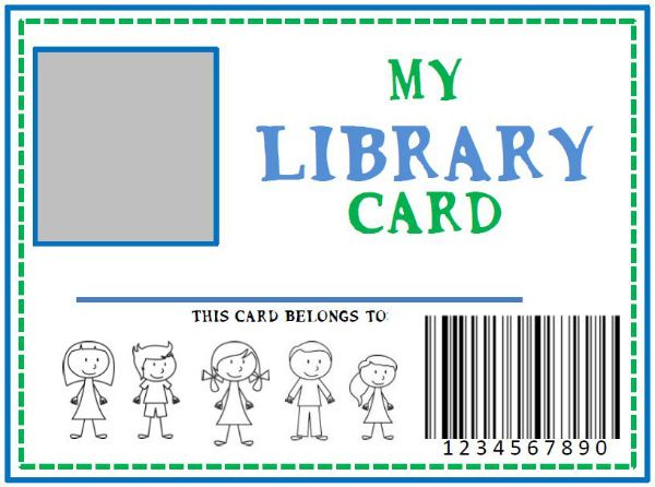 a library card with the words, my library card this card belongs to children's drawings