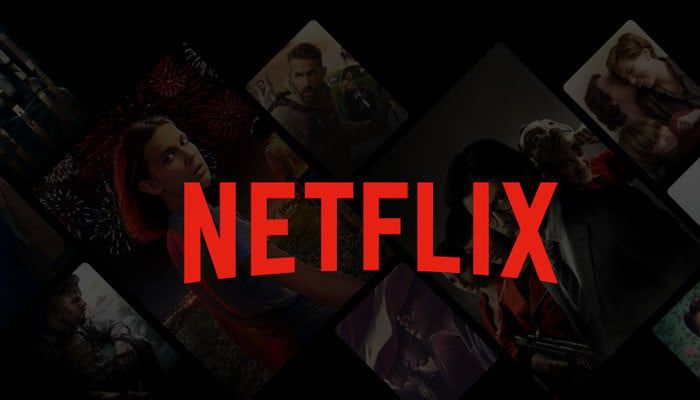 the netflix logo surrounded by many different movies on it's screen, with red lettering that reads netflix