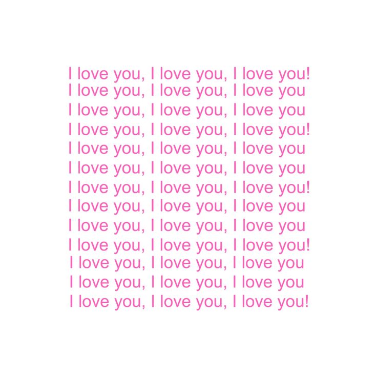 the words i love you are written in pink on a white background