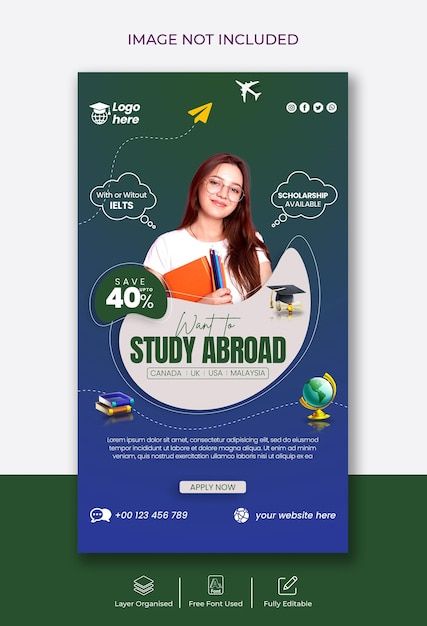 an image of a student's poster with the words study abroad on it, and a