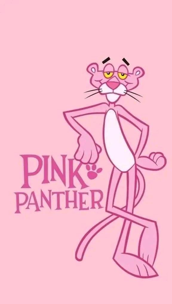 the pink panther logo on a pink background