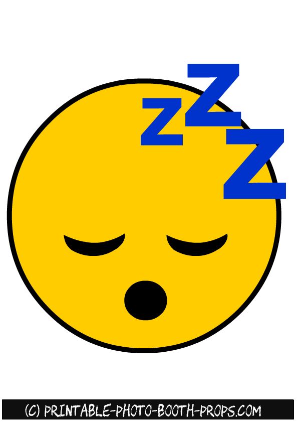 a yellow smiley face with eyes closed and the word zzz on it's forehead