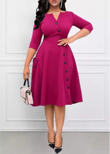 Color:Hot Pink;Size:S;Size:M;Size:L;Size:XL;Size:XXL;Package Contents:1 X Dress;Occasion:Other;Style:Casual; Pink Dress Suit Women, Office Clothes Women Casual, Casual Dress For Summer, Office Clothing For Women, Clothing Collection Ideas, Already Made Gown Styles, Plus Size Church Outfits Black Women, Flay Gown Styles, Office Gowns For Women