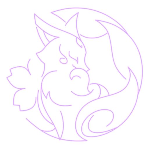 a drawing of a cat in a circle with leaves on it's back side