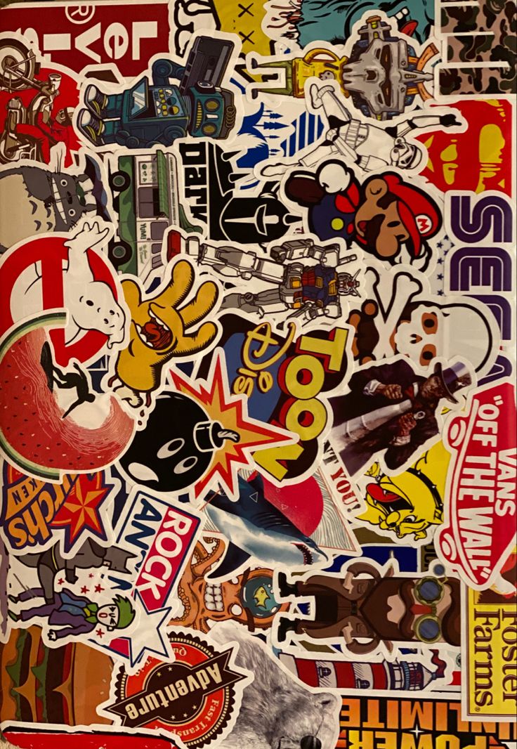 an assortment of stickers and decals on a piece of paper