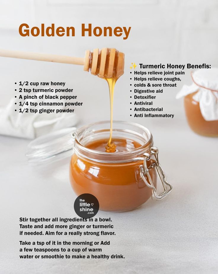 a jar of honey with instructions on how to make it and what to use it