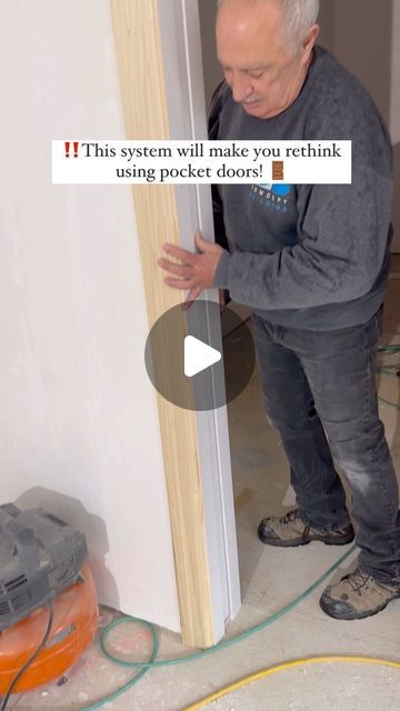 an older man is opening the door to his new house and it says, this screw will look like you retrink using pocket doors?