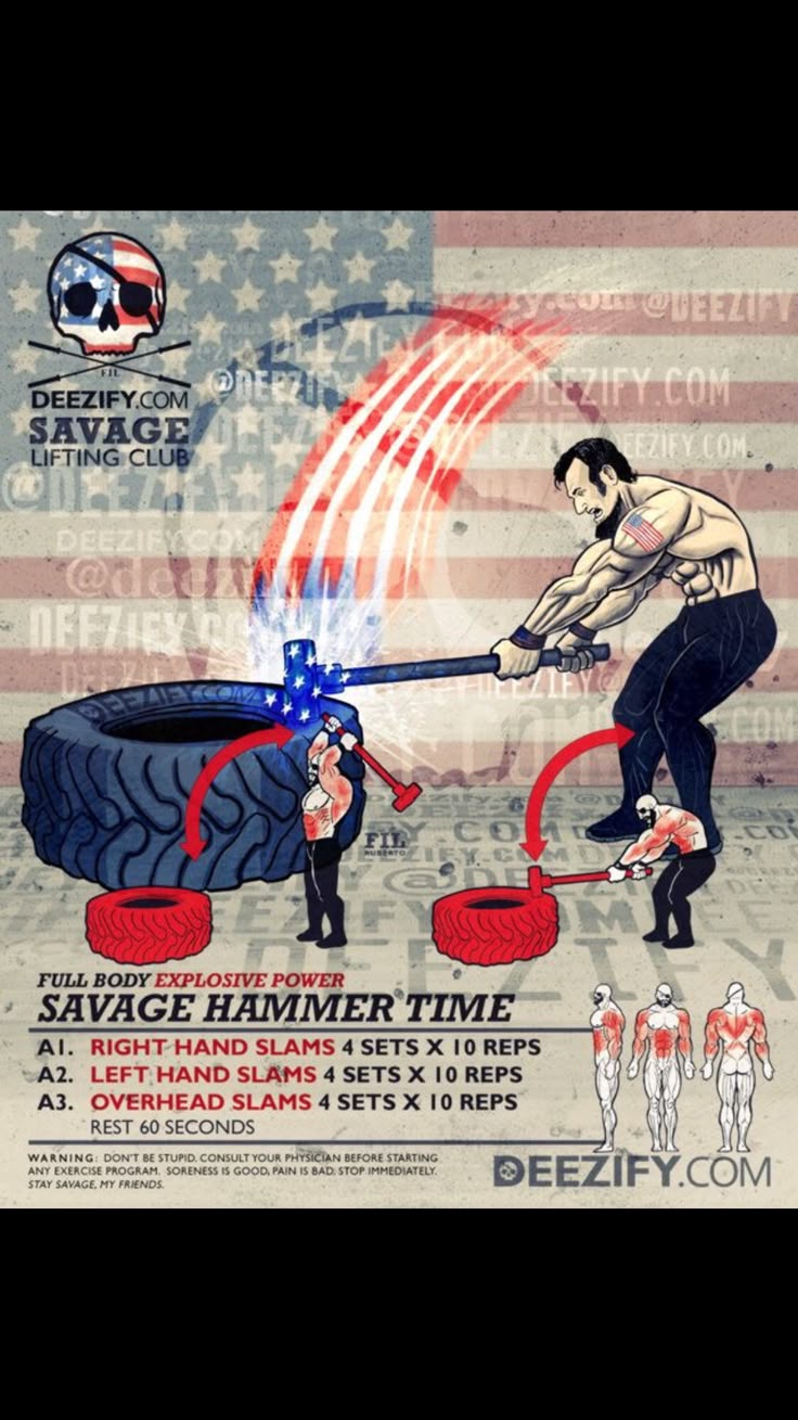 a poster with an image of a man hitting a tire