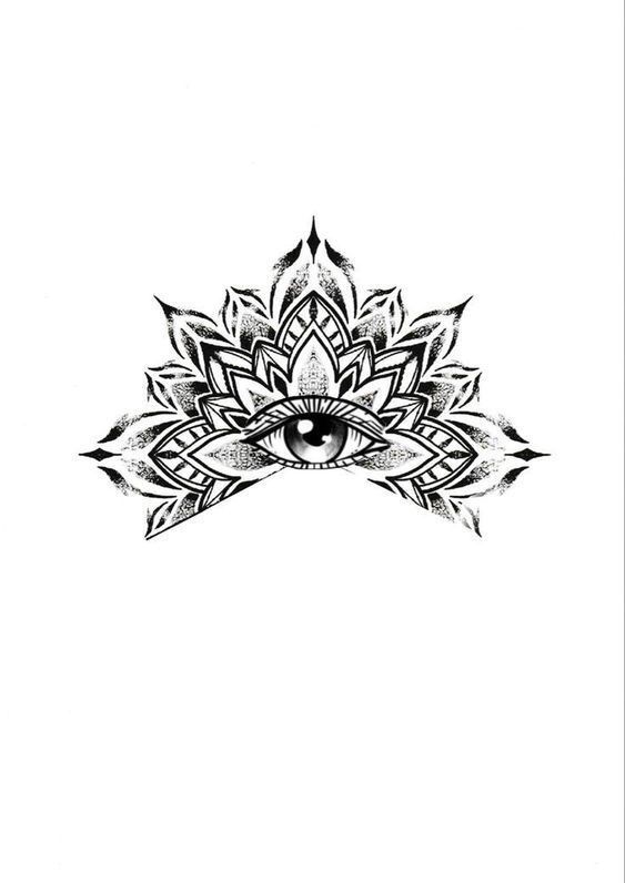 an all seeing eye tattoo design in black and white