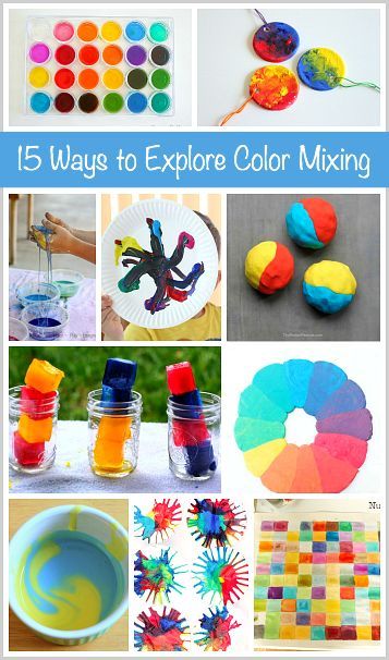 the collage is full of colorful images and text that says 15 ways to explore color mixing