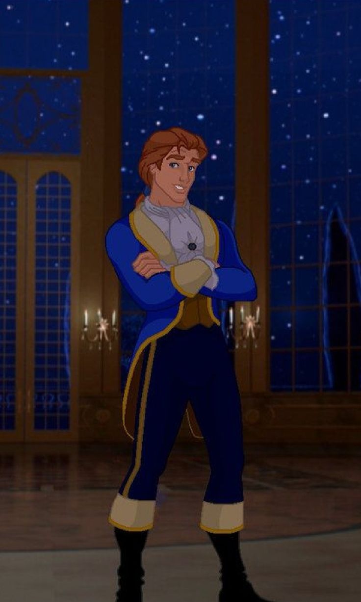 the animated character is dressed in blue and gold