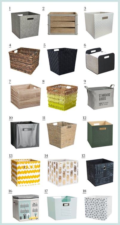 the different types of storage baskets are shown in this page, with text overlaying them