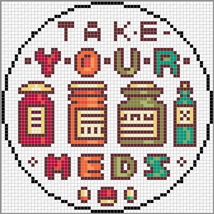 Counting Cross Stitch Patterns, Cute Free Cross Stitch Patterns, Take Your Meds Cross Stitch Pattern, Cross Stitch Pixel Patterns, Take Your Meds Cross Stitch, Cross Stitch Designs Pattern Ideas, Pixel Art Pattern Words, Cool Cross Stitch Patterns Free, Cross Stitch Patch Patterns