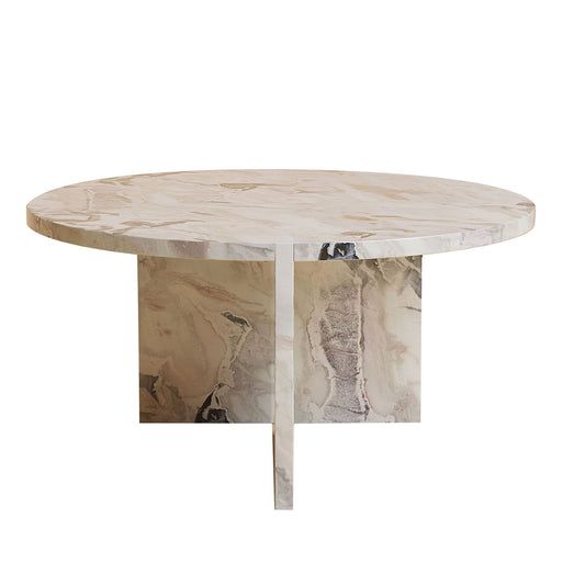 an oval marble table with metal legs on a white background in the style of art deco