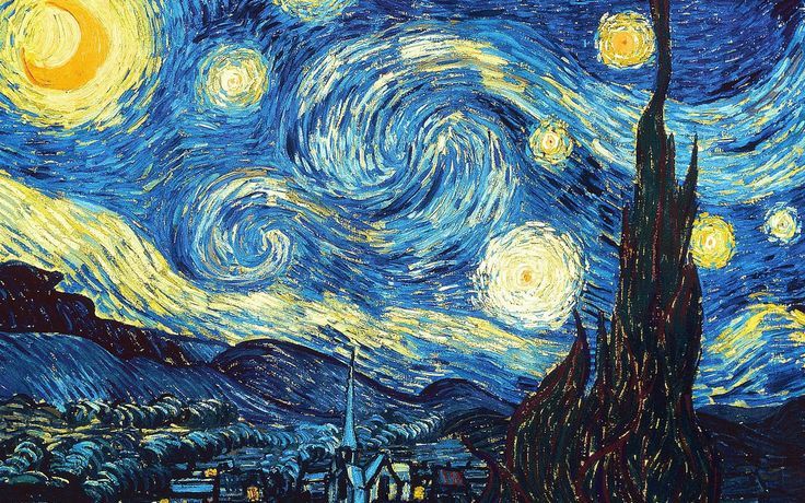 the starry night painting is very colorful