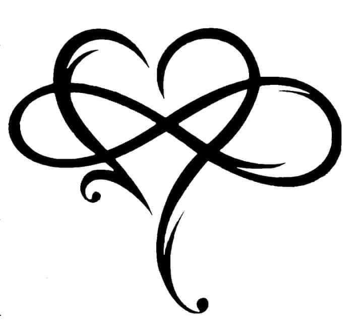 a heart shaped tattoo design with an intricate knot in the shape of a cross, on a white background