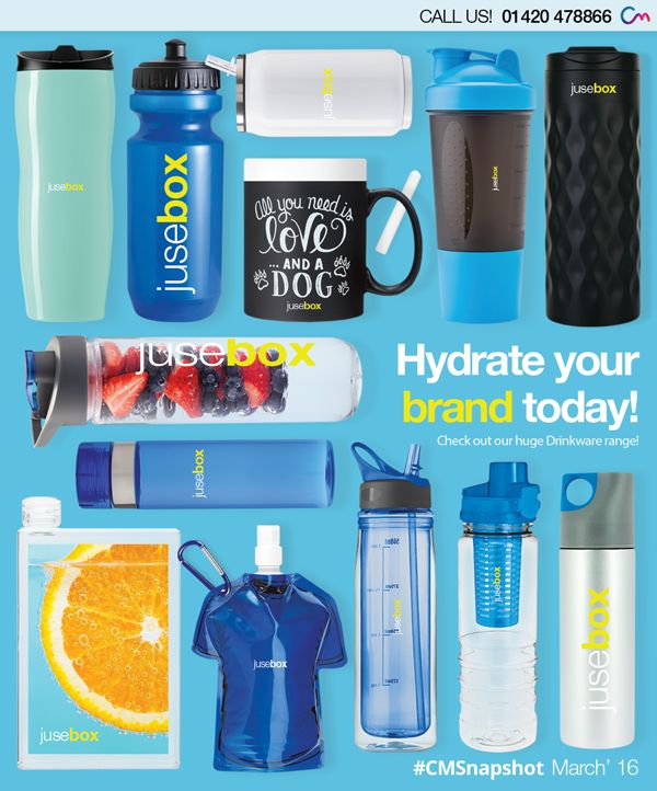 a magazine cover with various water bottles and other items on the front, including an orange slice