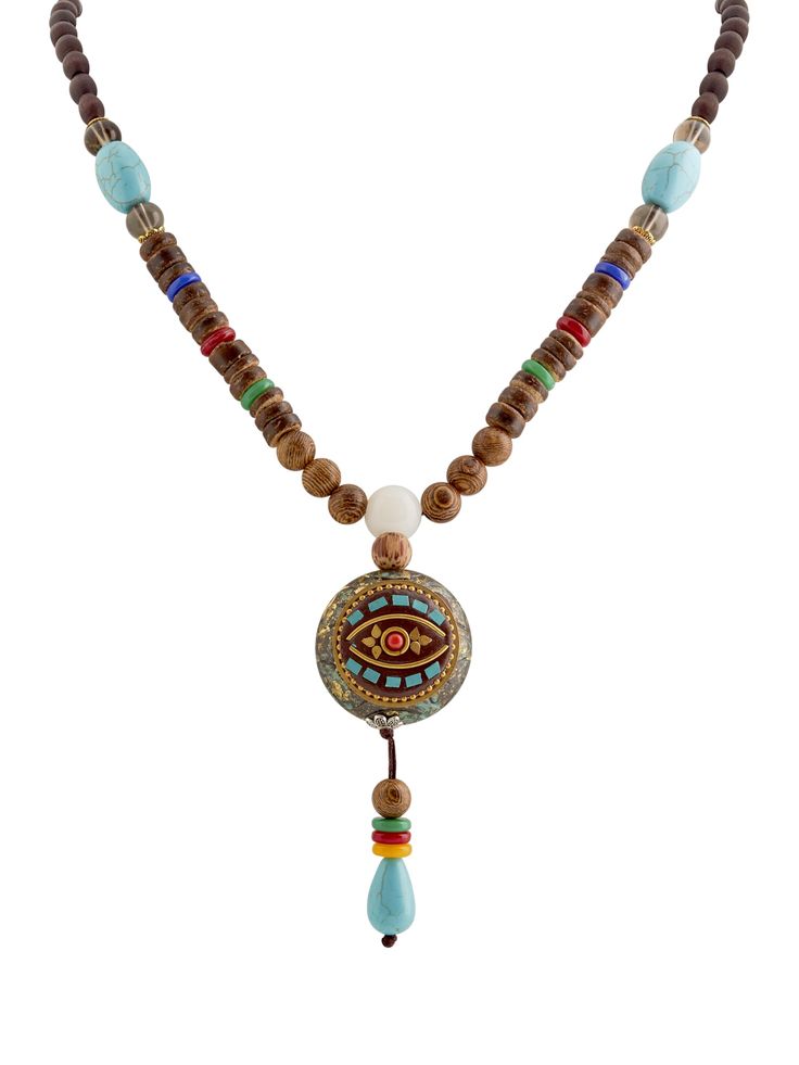 PRICES MAY VARY. Unique Design: A boho-chic wooden beaded necklace featuring an eye-catching evil eye pendant for a touch of mystique. Versatile Accessory: Perfect for elevating casual outfits or adding bohemian flair to evening looks. Quality Materials: Crafted with durable wooden beads and a sturdy metal pendant for long-lasting wear. Meaningful Symbol: The evil eye pendant is believed to ward off negative energies and bring protection. Gifting Favorite: Makes an excellent gift for women who a Festival Amulet Style Wooden Beaded Necklace, Bohemian Evil Eye Beads For The Beach, Bohemian Evil Eye Beads For Beach, Bohemian Wooden Bead Necklaces For Meditation, Bohemian Wooden Beads Necklaces For Meditation, Adjustable Spiritual Beaded Necklace With Evil Eye, Adjustable Spiritual Evil Eye Beaded Necklaces, Adjustable Spiritual Evil Eye Beaded Necklace, Bohemian Evil Eye Round Beads