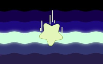 an animated star floating on top of the ocean