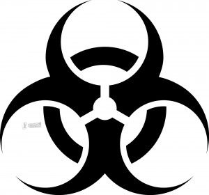 a black and white biohazard symbol on a white background