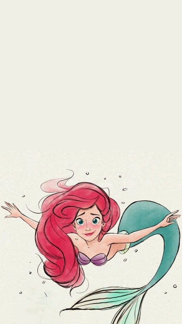 the little mermaid is flying through the air with her long red hair and green tail