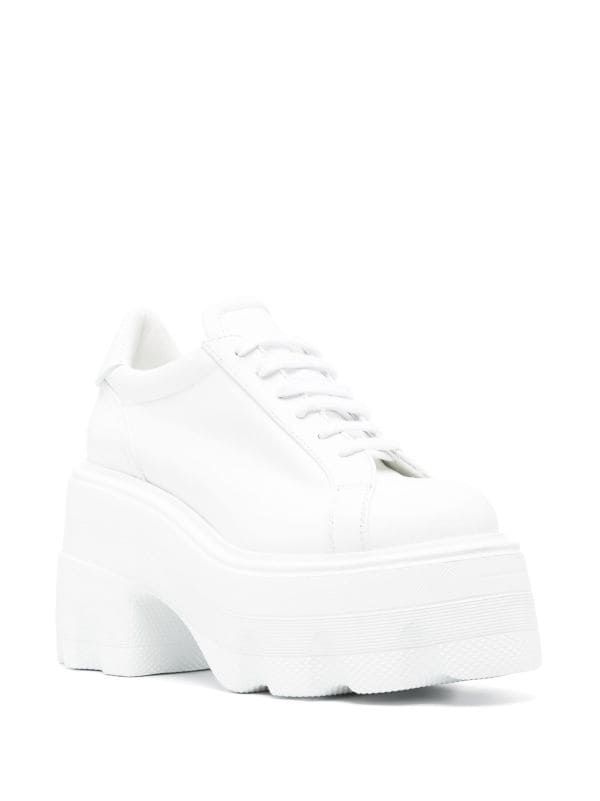 Casadei Maxxxi 100mm low-top Sneakers - Farfetch Sneakers White, Low Top, Top Sneakers, Block Heels, Rubber Sole, Fashion Branding, Lace Up, Heels, Sneakers