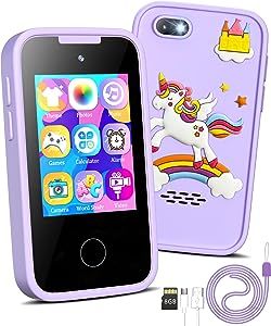 an iphone case with a unicorn on it and ear buds attached to the back cover