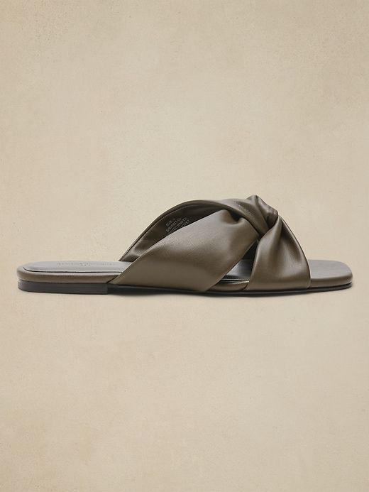 Slip on sandals. Open toe. Low heel. Made exclusively for Banana Republic Factory. #805921 Slip On Sandals, Twist Knot, Banana Republic Factory, Flat Sandals, Low Heels, Slip On Sandal, Open Toe, Banana Republic, Bones