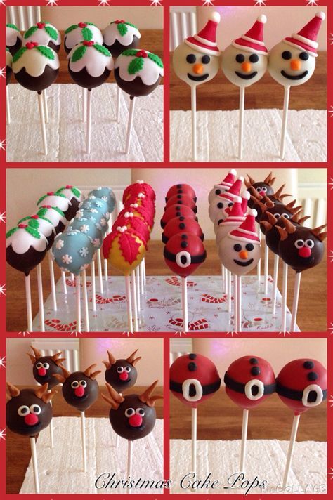 the cake pops are decorated like santa's hats and reindeer noses