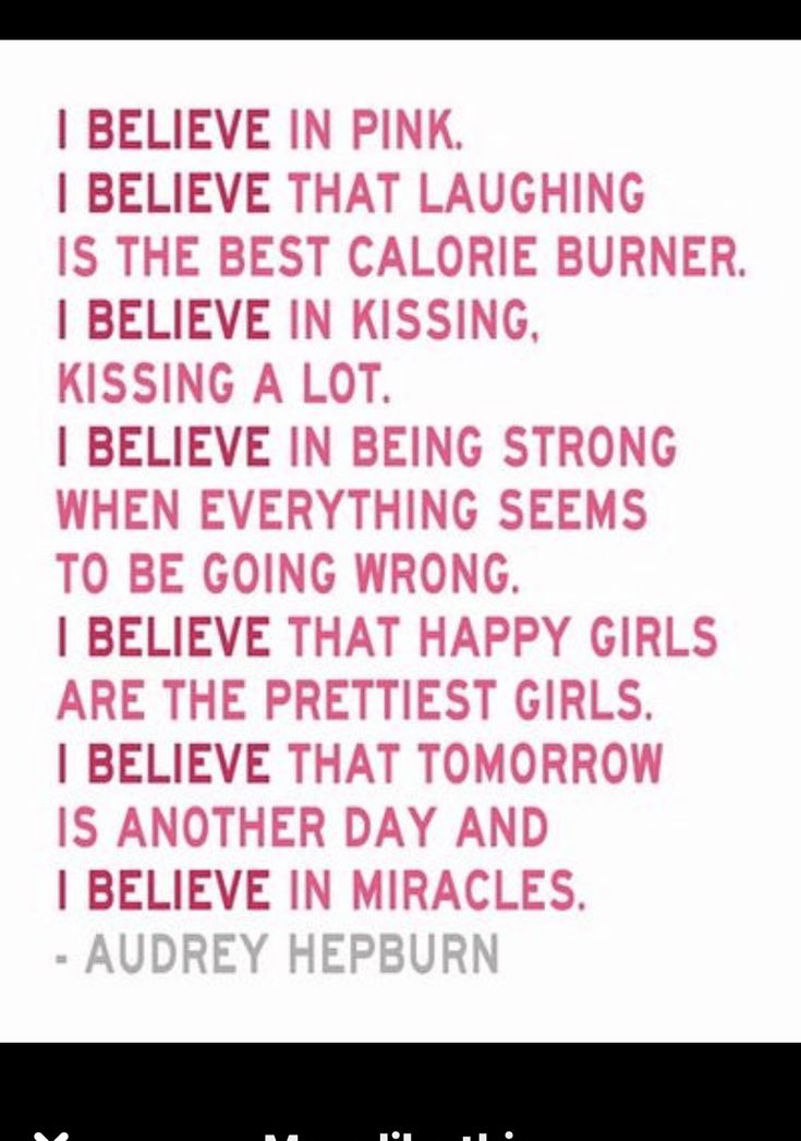 a pink and white photo with the words believe in pink