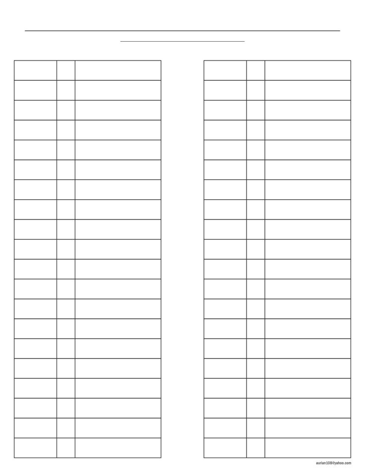 two rows of blank paper with numbers on each side and one row in the middle