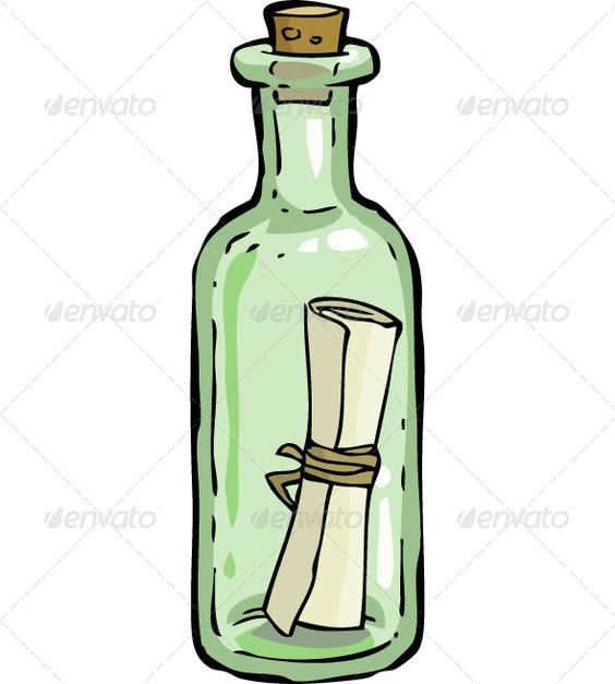 an empty glass bottle with paper in it - miscellaneous objects / arts printables