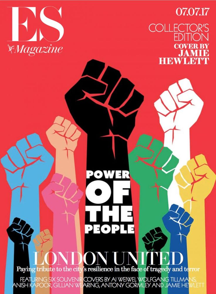 an image of a magazine cover with many hands holding up the words power of the people