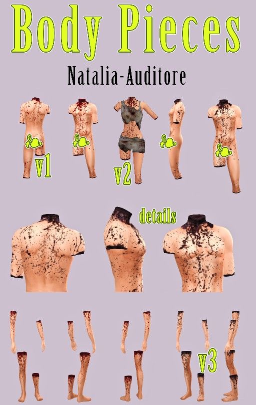 the body pieces are all different sizes and colors