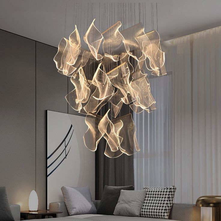 Novelty Ceiling Flame Chandelier Hanging Lights Bedroom, Pendant Lamp Dining, Vera Wang Jewelry, Room Hanging Lights, Modern Led Lighting, Hall Lighting, Light Guide, Modern Living Room Ideas, Decor Ikea