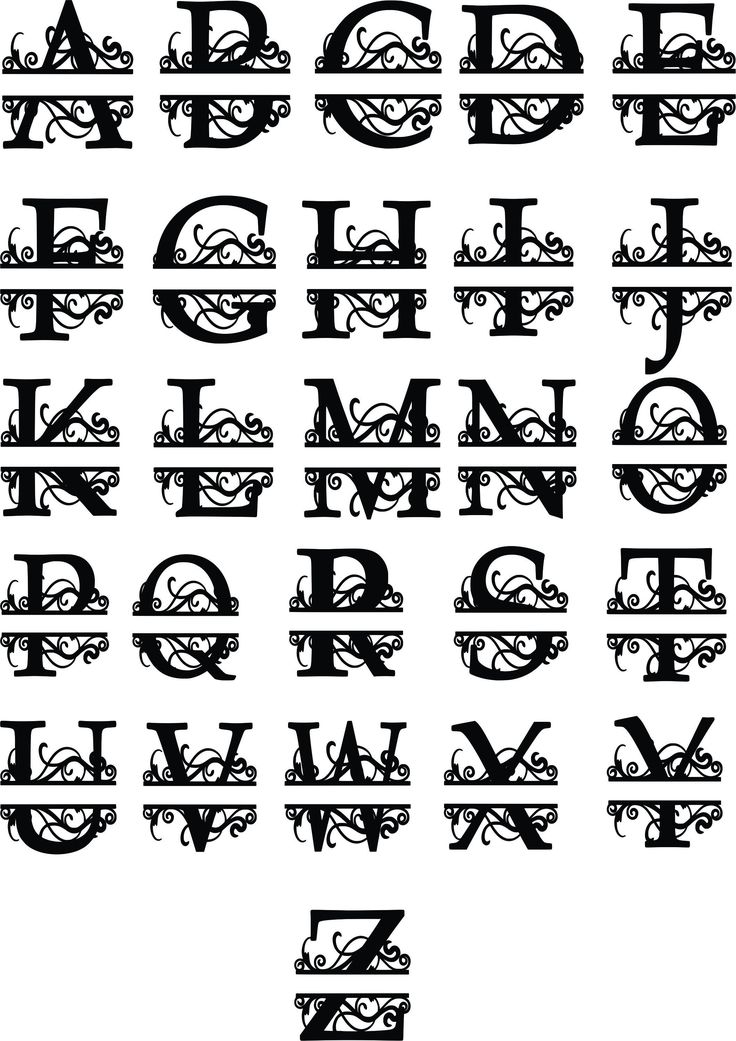 an old english alphabet with swirly font and capital letters, all in black on white