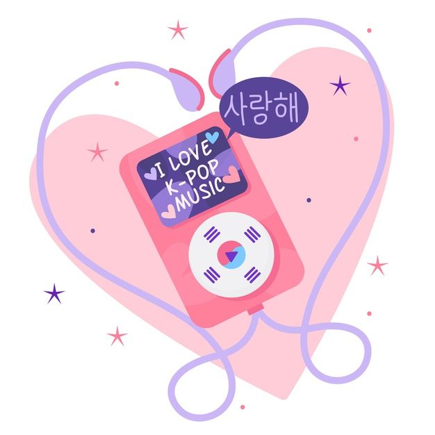 an mp3 player with the words i love kpop music written in korean on it