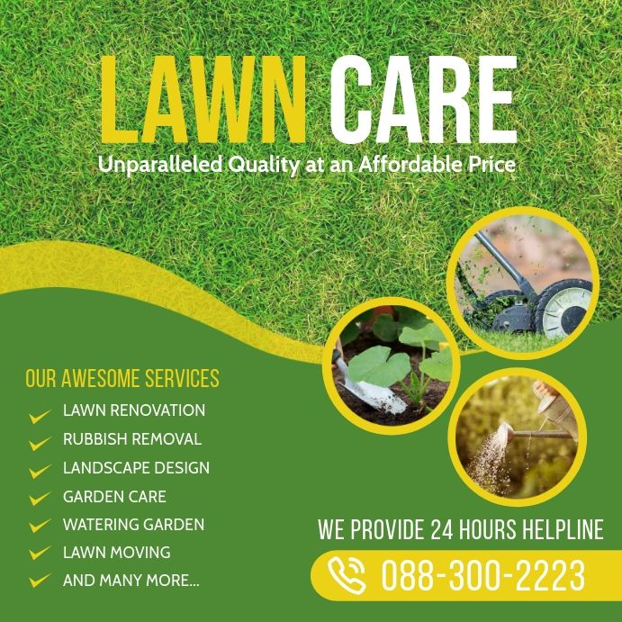 the lawn care flyer is shown